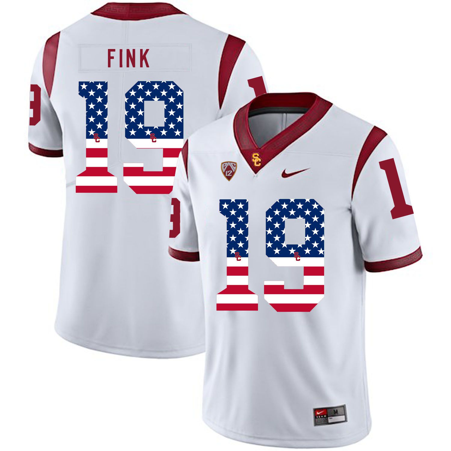 Men USC Trojans #19 Fink White Flag Customized NCAA Jerseys->customized ncaa jersey->Custom Jersey